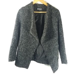 Gray Marled Drape Front Jacket